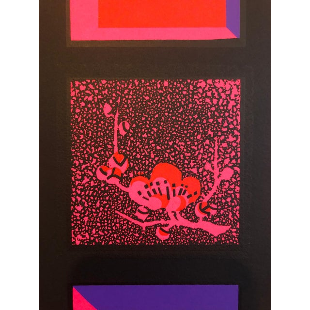 Ushio Shinohara Silkscreen Day Glo Fluorescent Japanese Gyu-chan Neo Dada Print Plum Tree Litho c.1969 For Sale - Image 4 of 10