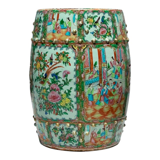 Antique Chinese Rose Medallion Porcelain Garden Seat, Circa 1850 For Sale