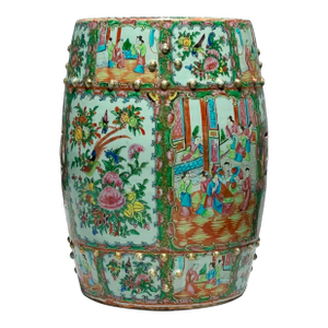 Antique Chinese Rose Medallion Porcelain Garden Seat, Circa 1850