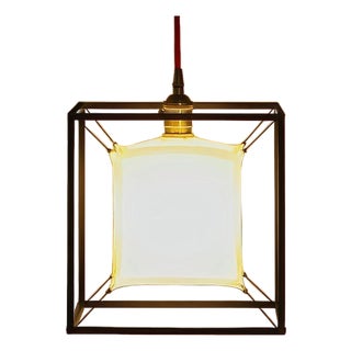 Lightmass P1 Sheepskin Pendant Light, Cube Hanging Lamp For Sale