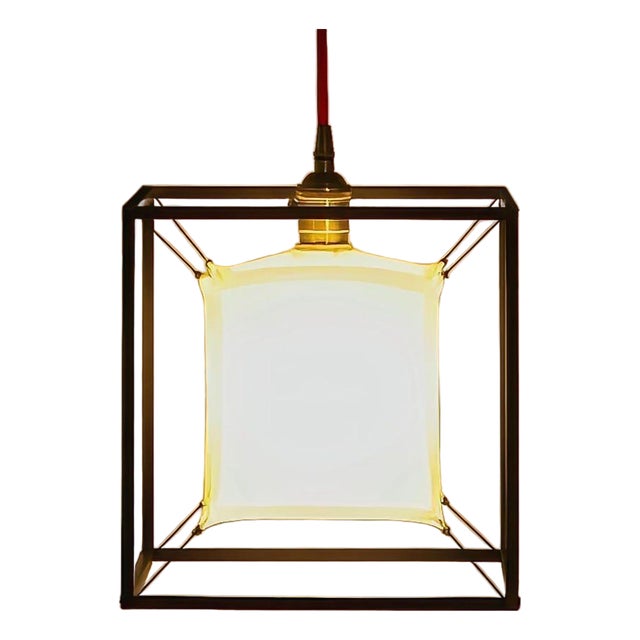 Lightmass P1 Sheepskin Pendant Light, Cube Hanging Lamp For Sale