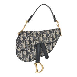 Navy Oblique Canvas Mini Saddle Bag