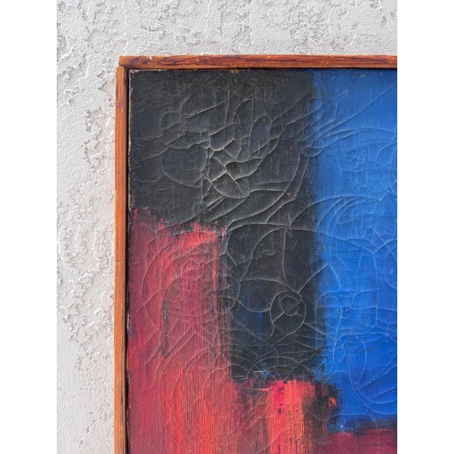 Mid-Century Modern Mid-Century Modern Abstract Painting With Crackle Textures For Sale - Image 3 of 10