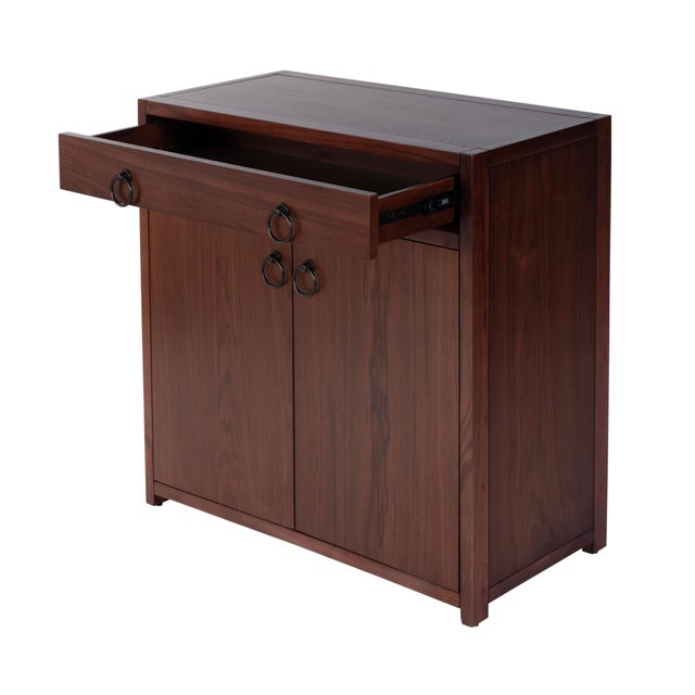 Wood Lark 31 in. W Rectangular Wood Accent Storage Cabinet with 1 Drawer and 2 Doors, Walnut For Sale - Image 7 of 11