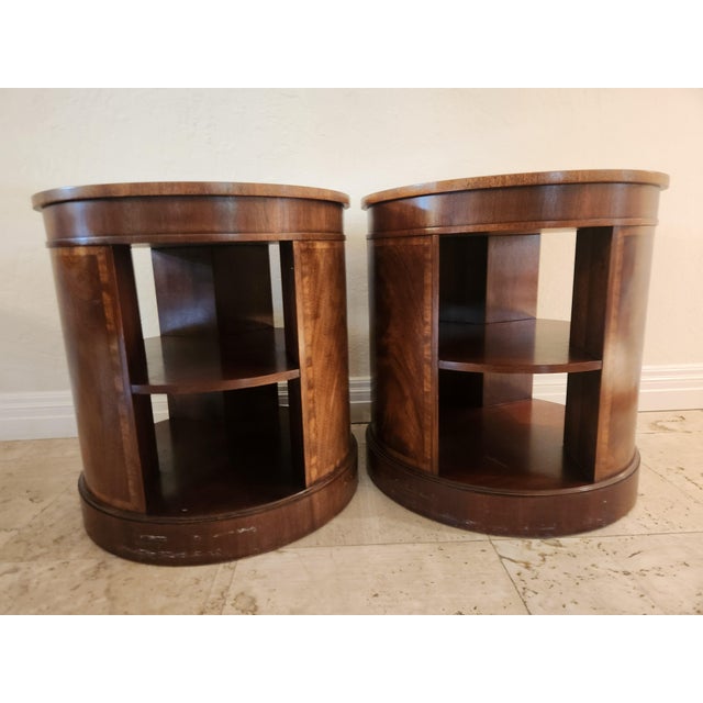 Traditional Set of Round Baker Mahogany Book Tables For Sale - Image 3 of 12