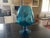 Here is a spectacular Mid Century Modern Empoli Italian Murano Sapphire Blue Stemmed Bandy Snifter Vase. Swirl Optic...