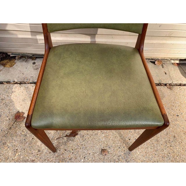 Pair of Mid Century Green Vinyl Side Chairs For Sale - Image 4 of 11