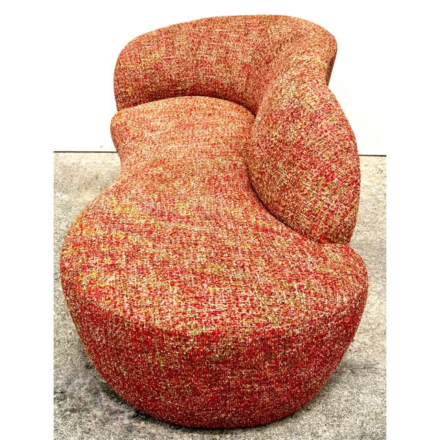 Weiman Furniture Company Post Modern Serpentine Cloud Sofa, in Boucle For Sale - Image 4 of 15