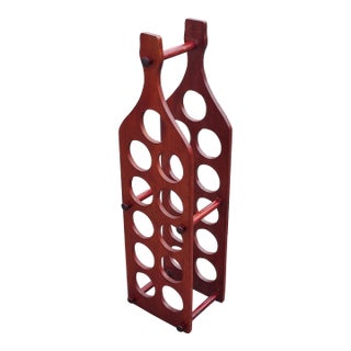 Vintage Wooden Wine Rack in the Form of a Wine Bottle Holds 11 Bottles Circa 1970s For Sale