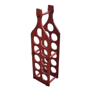 Vintage Wooden Wine Rack in the Form of a Wine Bottle Holds 11 Bottles Circa 1970s