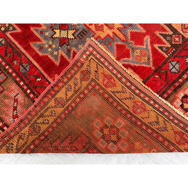 Antique Caucasian Karabagh Hand-Knotted Wool Runner - 10'3" X 3'10" For Sale - Image 14 of 15