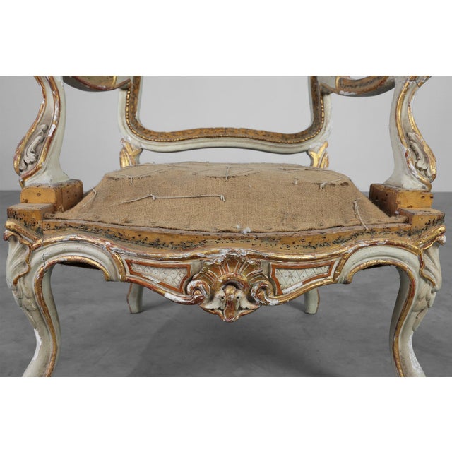Antique French Louis XV Armchair in Carved Wood, 1800s For Sale - Image 4 of 14
