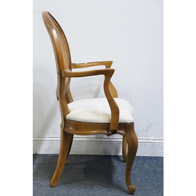 Wood White of Mebane Country French Provincial Caned Round Back Dining Arm Chair For Sale - Image 7 of 9