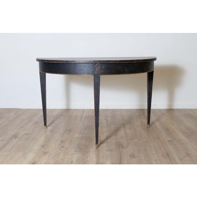 Wood Pair of 19th Century Swedish Demi Lunes Circa 1800 For Sale - Image 7 of 9
