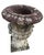 2000 - 2009 Vintage Classical Cast Stone Garden Urn With Fleur-De-Lis Relief & Weathered Patina For Sale - Image 5 of 12