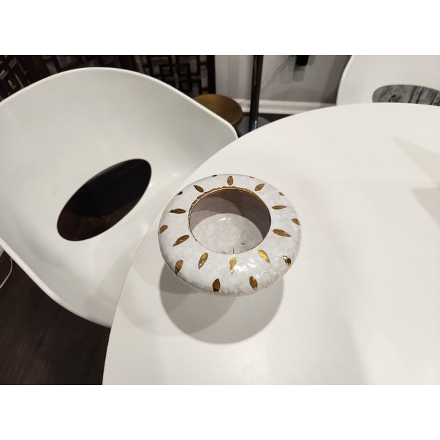 Bitossi white/gold atomic planter signed inside on bottom.