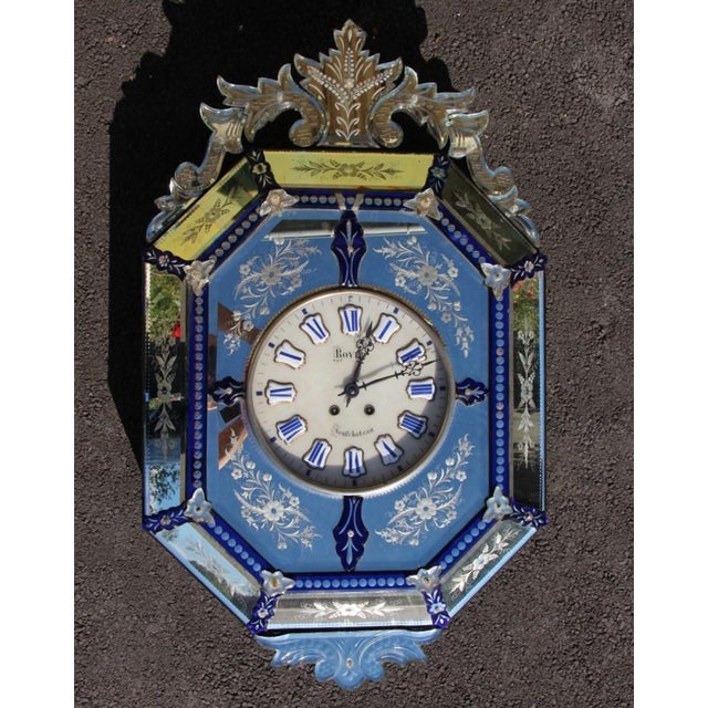 Large 19th Century Venetian Mirror Wall Clock Music Box For Sale - Image 13 of 13