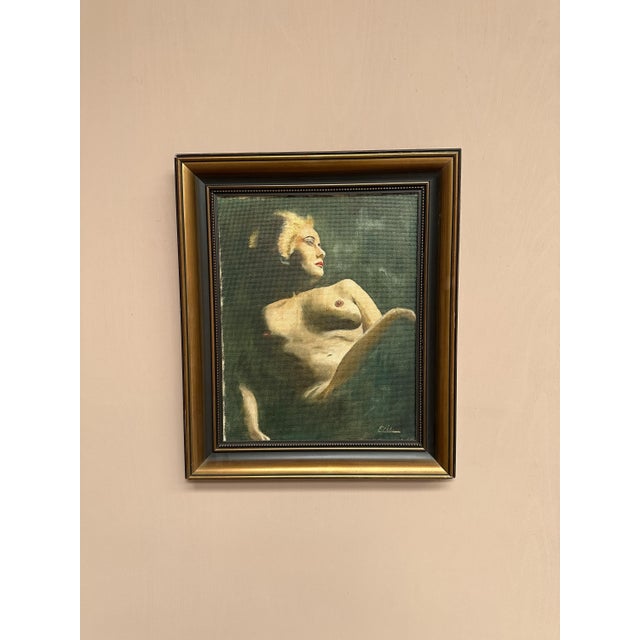 Original Mid Century Swedish Oil on Panel – “Female Study” by Erix – Framed 53 × 45 cm (20.9" × 17.7") A sensitive...