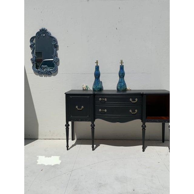 Ceramic 1960s Mid Century Blue Ceramic Lamps- A Pair For Sale - Image 7 of 8