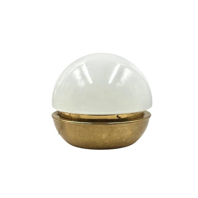Mid-Century Brass and Glass Dome Table Lamp, Italy, 1960s For Sale - Image 4 of 13