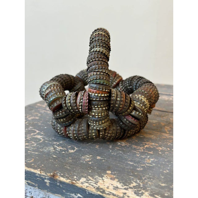 Brown Vintage Folk Art Bottle Cap Sculptural Basket, Circa 1930s/40s For Sale - Image 8 of 12