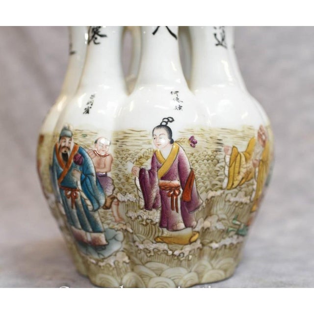 Chinese Qianlong Porcelain Crocus Vase with Hand Painted Multi Stem For Sale - Image 4 of 10