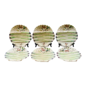 Late 19th Century William Adderley Shell-Form Asparagus Plates- Set of 6
