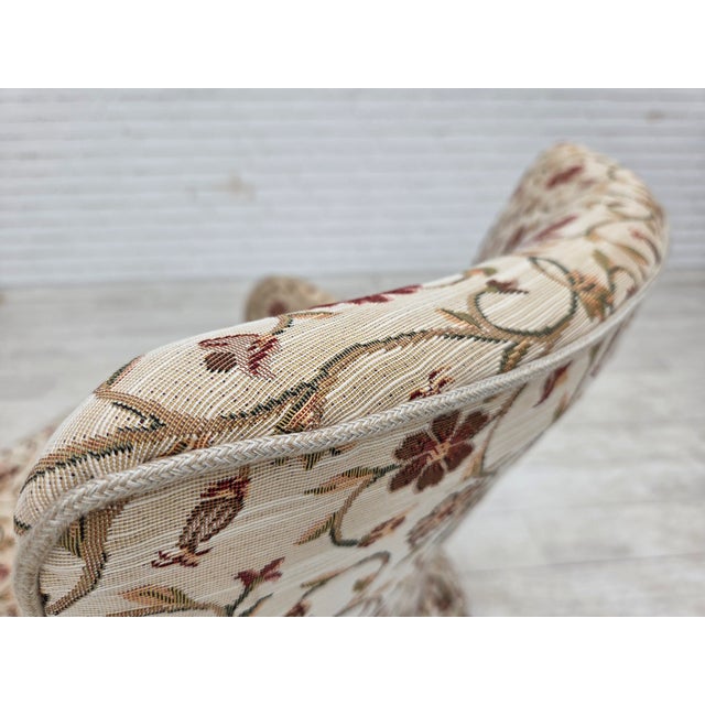 Danish Armchair in Jacquard Fabric and Ash Legs, 1970s For Sale - Image 4 of 18