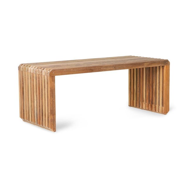 Wooden Slatted Bench from HKliving For Sale - Image 3 of 4