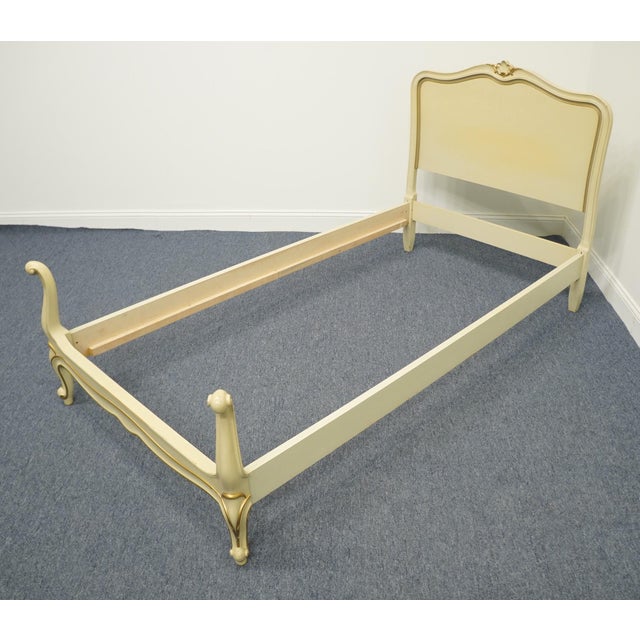 Mid 20th Century Vintage Drexel French Provincial Off-White Twin Beds, Pair With Nightstand For Sale - Image 5 of 11