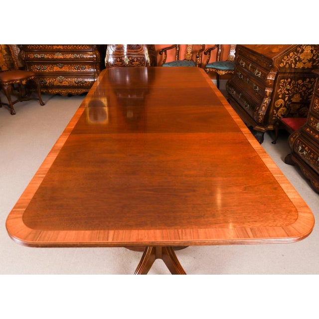 1980s Vintage Twin Pillar Flame Mahogany Dining Table by W. Tillman, 1980s For Sale - Image 5 of 16