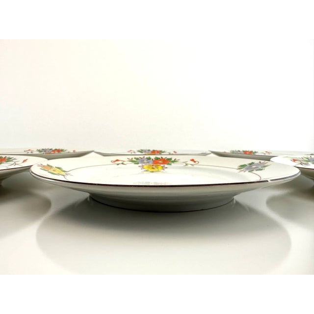 Vintage 1940's Hand Painted Floral Plates, Trico Nagoya Japan- Set of 6 For Sale - Image 9 of 11