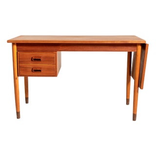 Scandinavian Teak Desk with Drop-Leaf Extension, 1950s For Sale