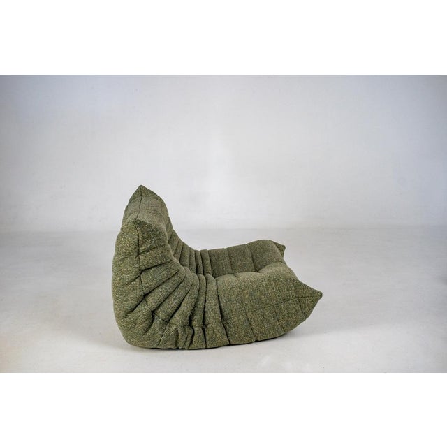 Textile Togo Lounge Chair and Khaki Tweed Fabric by Michel Ducaroy for Ligne Roset, 1973, Set of 2 For Sale - Image 7 of 18