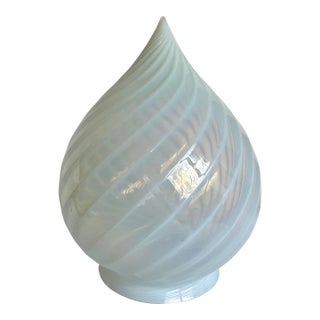 Vintage Hand-Blown Opalescent Swirl Murano Glass Pendant Lamp Shade For Sale