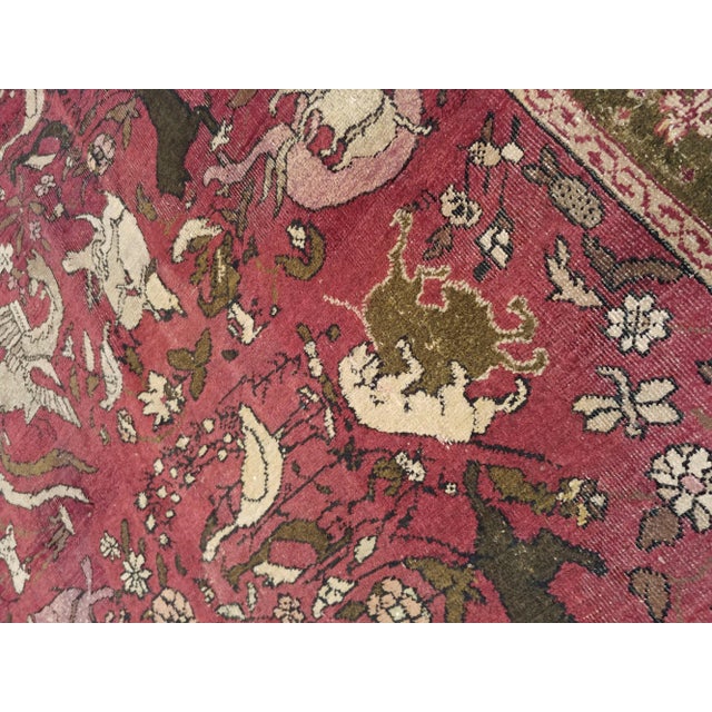 Antique Indian Agra Carpet, Hunting Rugs, Oriental Rugs, Red, Gold, Ivory, Brown For Sale In New York - Image 6 of 11