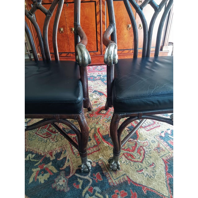 1990s Exceptional Maitland-Smith French Empire Center Dining Table & Stunning Antique Matching Chippendale Armchairs For Sale - Image 11 of 12