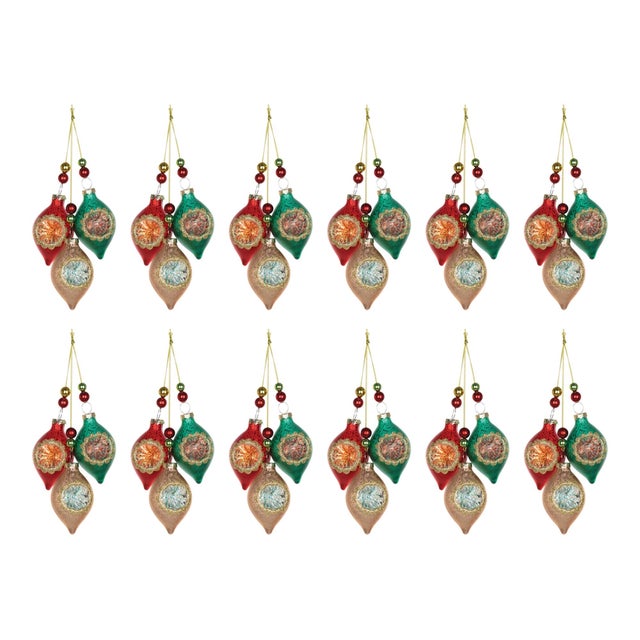 Contemporary Glass Reflector Ornament Drop (Set of 12) For Sale - Image 3 of 3