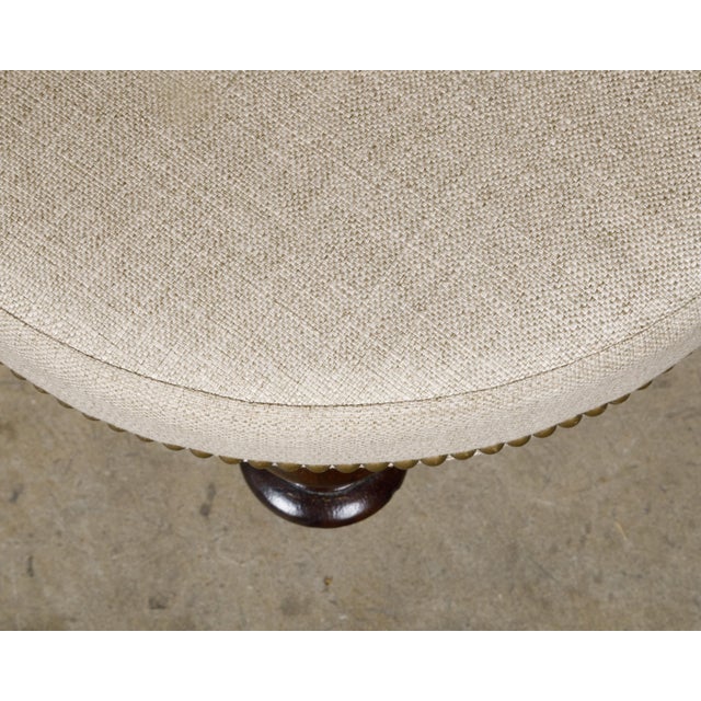 Brown English Mahogany Stools with 19th Century Turned Legs on Casters, a Pair For Sale - Image 8 of 9