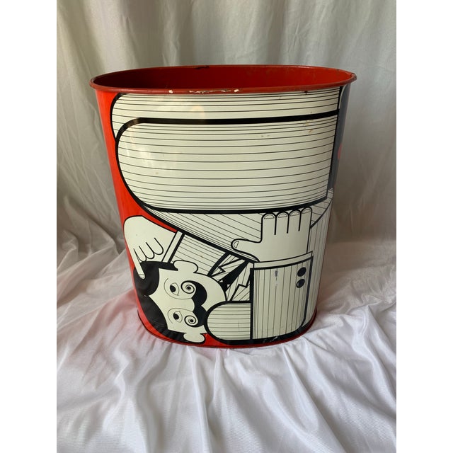 This is a vibrant and playful midcentury metal waste paper basket. The striking red and black pallet is reminiscent of the...