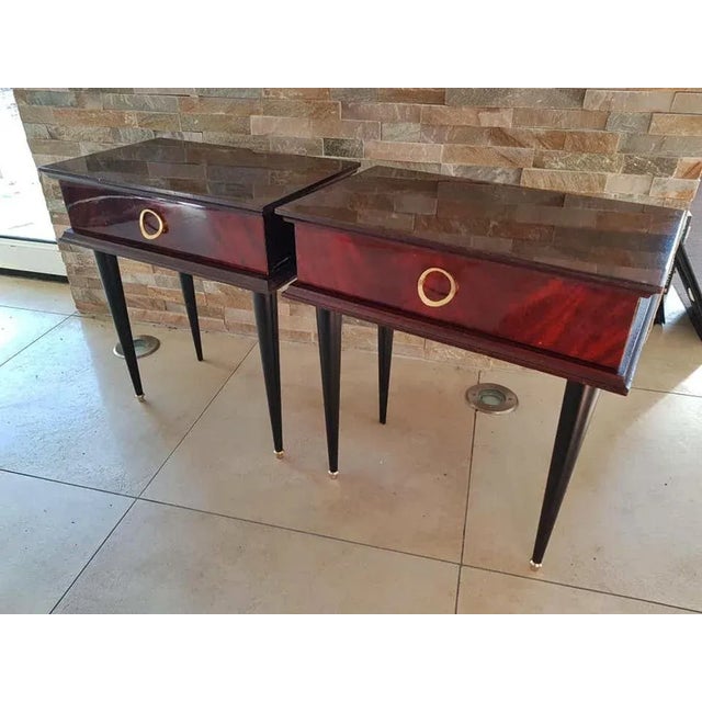 1950s French Mahogany Nightstands, 1950s, Set of 2 For Sale - Image 5 of 18