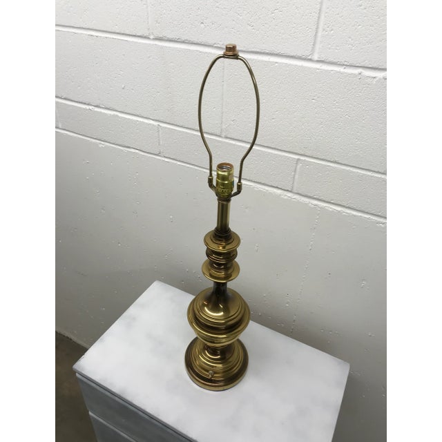 Brass Mid-Century Modern Solid Brass Table Lamp Manner of Stiffel For Sale - Image 8 of 13