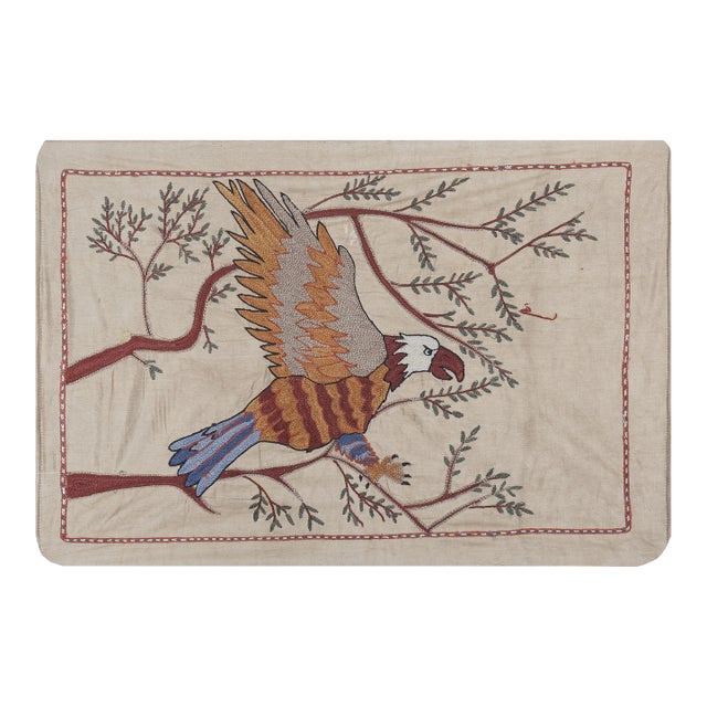 Silk Suzani Hawk Tapestry on the Branch For Sale