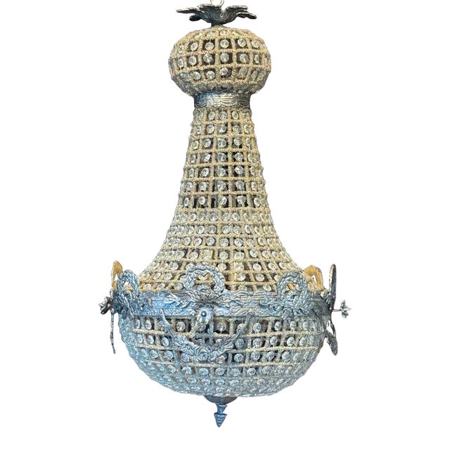 1980 French Louis XVI Charcoal Bronze Chandelier - 1 Pc For Sale