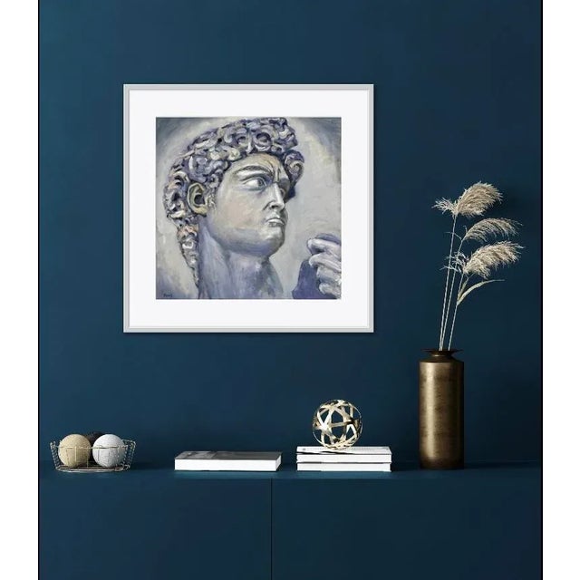 Character Series — Michelangelo's David Original oil painting by L. Haas, 24 x 24 in unframed canvas, signed. A bold and...
