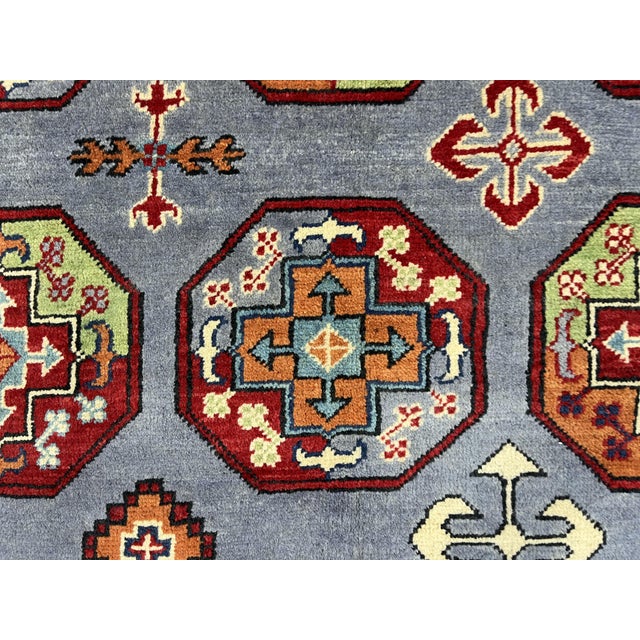 Textile Slate Blue Philpa Bokhara Wool Rug With Elephant Foot Motifs, 4'11" X 6'5" For Sale - Image 7 of 15