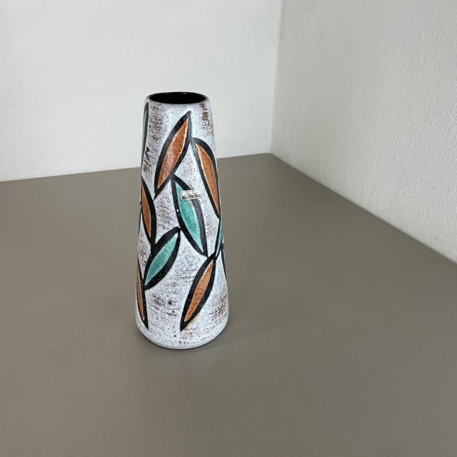 Fat Lava Multi-Color Floral Europ Line Vase from Scheurich, Germany, 1970s For Sale - Image 3 of 18