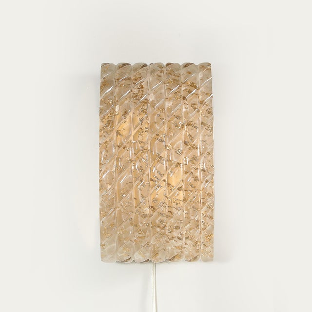 Pair of Modernist Hand-Blown Murano Braided Motif Glass Sconces W/ 24 Karat Gold For Sale - Image 9 of 18