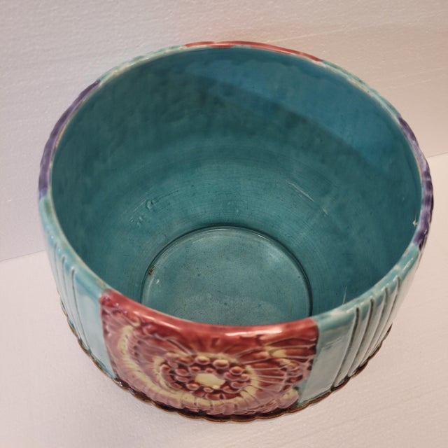 Blue 19th Century Cache Pot - Maceta in Barbotina from Orchies, France For Sale - Image 8 of 14