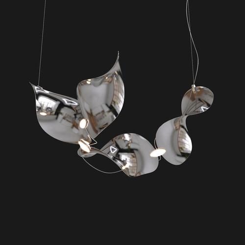 Contemporary Dune 4 Curve Pendant Light in Aluminum with Silver Anodized Finish by Moss Objects For Sale - Image 3 of 11